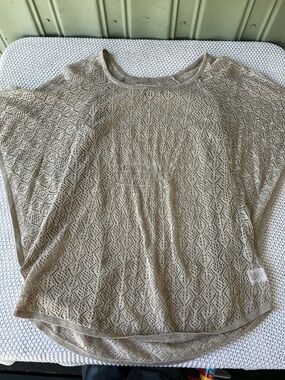 Sonoma Beige Crochet Knit Tunic Top size medium boho basic  neutral